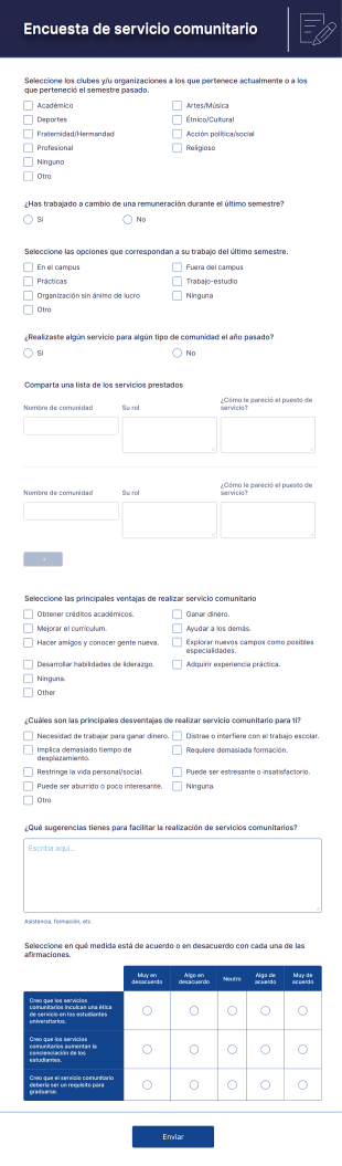 Encuesta De Servicio Comunitario