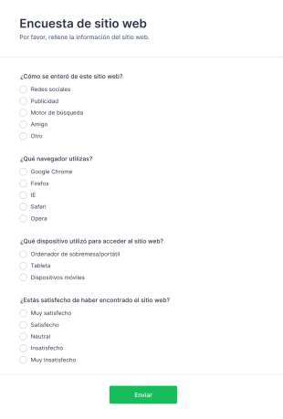 Encuesta De Sitio Web Form Template