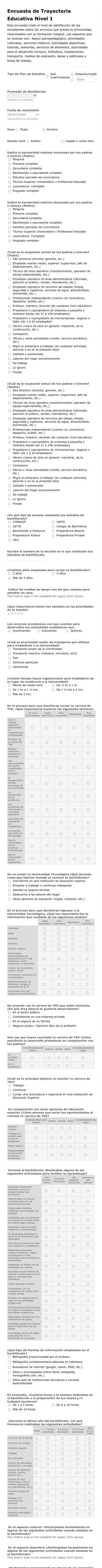 Encuesta De Trayectoria Educativa Nivel 1
