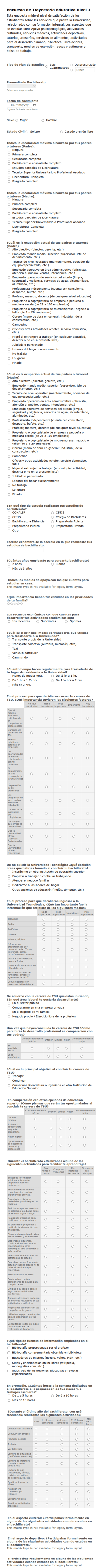 Encuesta De Trayectoria Educativa Nivel 1