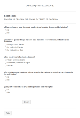 Encuesta/Escuela Vs. Des Igual Social En Tiempo De Pandemia
