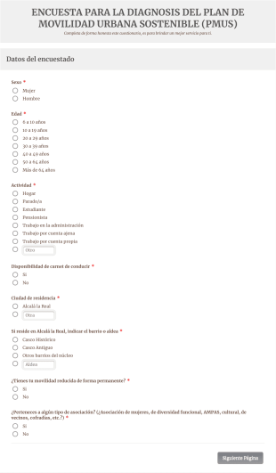 Encuesta Plan Movilidad Urbana Sostenible