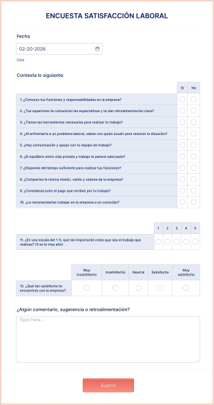 ENCUESTA SATISFACCIÓN LABORAL