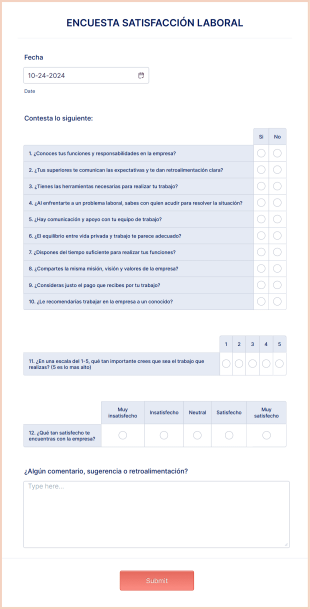ENCUESTA SATISFACCIÓN LABORAL Form Template