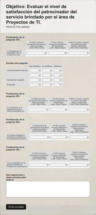 Encuesta Satisfacción Patrocinador De Proyectos TI Form Template