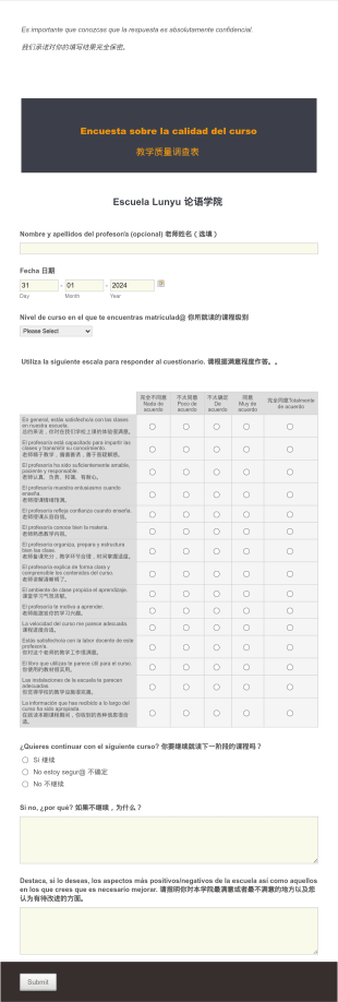 Encuesta Sobre La Calidad Del Curso De Idiomas