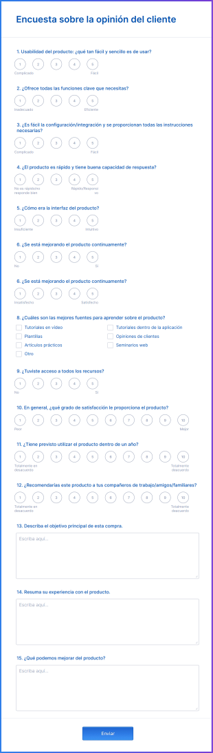 Encuesta Sobre La Opinión Del Cliente Form Template