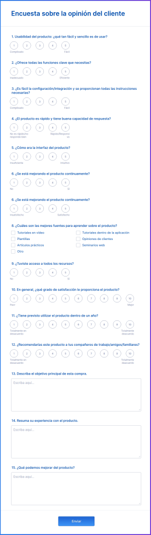 Encuesta Sobre La Opinión Del Cliente