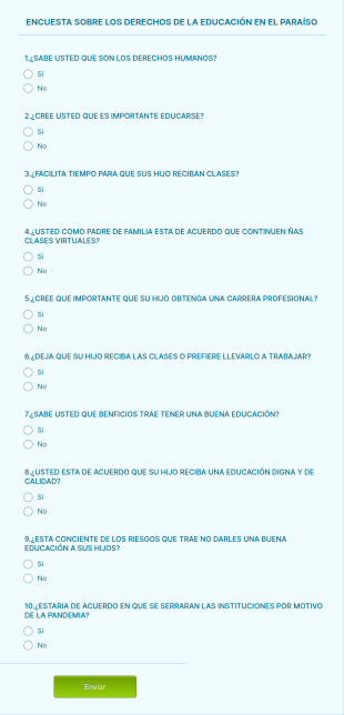 Encuesta Sobre Los Derechos De La Educación En El Paraíso.