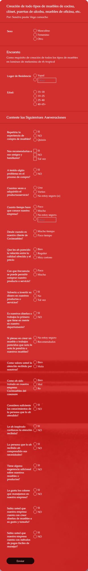 Encuesta Sobre Todo Tipo De Muebles Que Manejamos En Cocimuebles