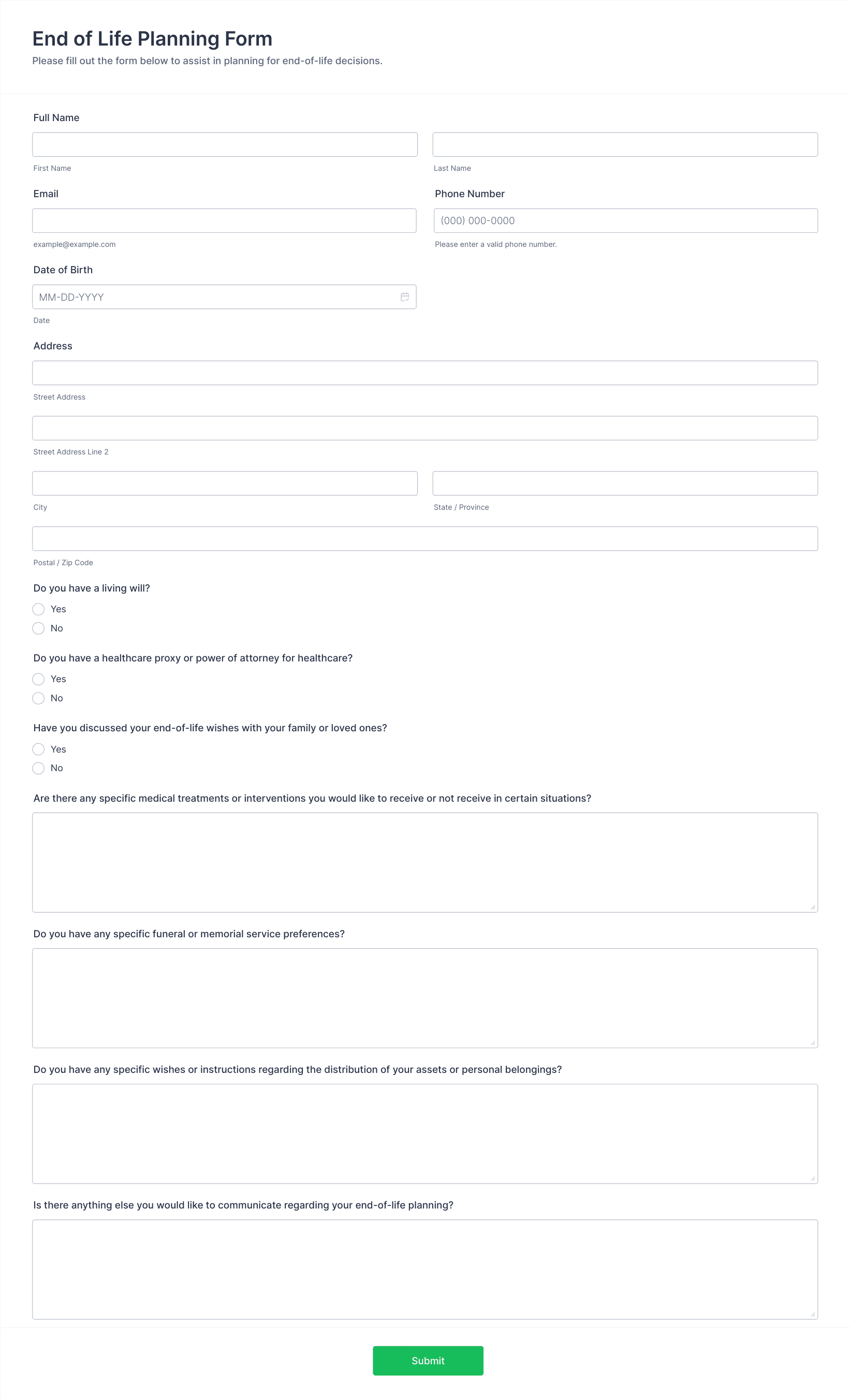end-of-life-planning-form-template-jotform for Free Printable End Of Life Forms End of Life Planning Form Template | Jotform for Free Printable End Of Life Forms