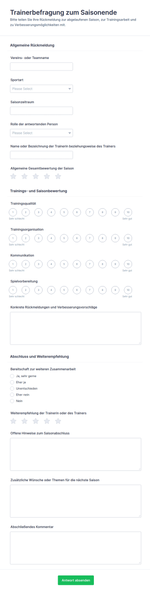 End Of Season Coaches Umfrage