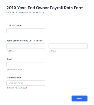 End Of Year Payroll Data Form Template