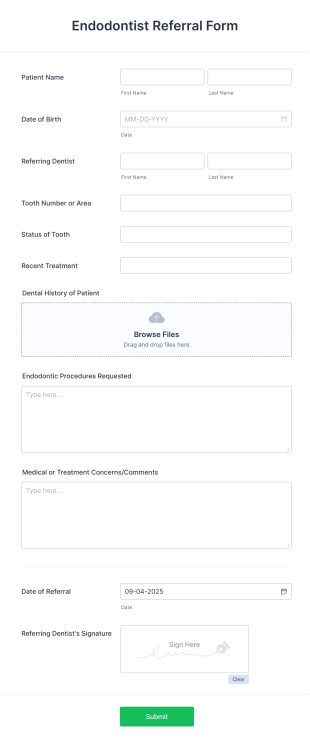 Endodontist Referral Form Template