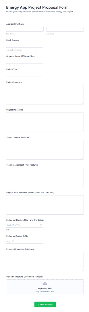 Energy App Project Proposal Form Template