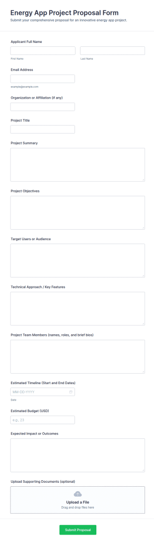 Energy App Project Proposal Form Template
