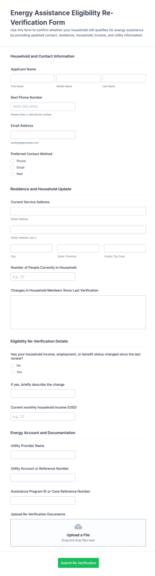 Energy Assistance Eligibility Re Verification Form Template