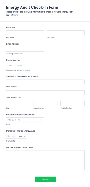 Energy Audit Check In Form Template