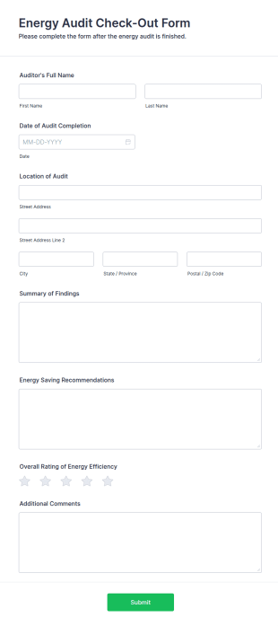 Energy Audit Check Out Form Template