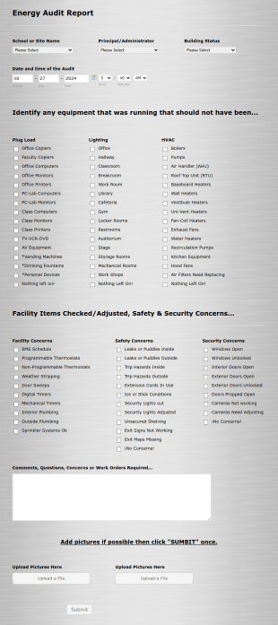 Energy Audit Checklist Form Template