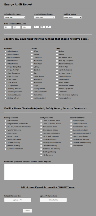 Energy Audit Checklist Form Template