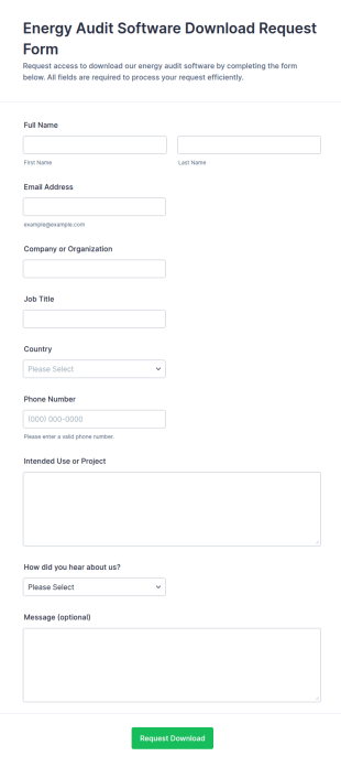 Energy Audit Software Download Request Form Template