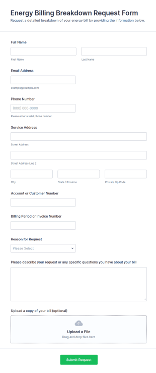 Energy Billing Breakdown Request Form Template
