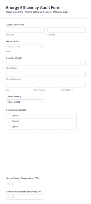 Energy Efficiency Audit Form Template