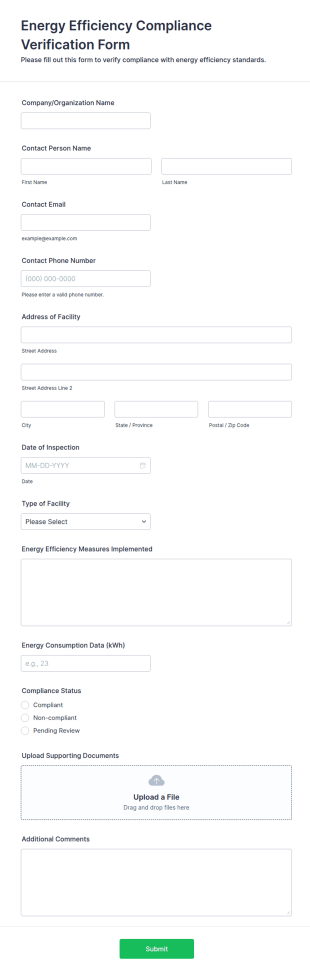 Energy Efficiency Compliance Verification Form Template