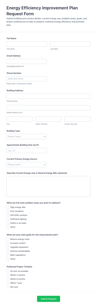 Energy Efficiency Improvement Plan Request Form Template