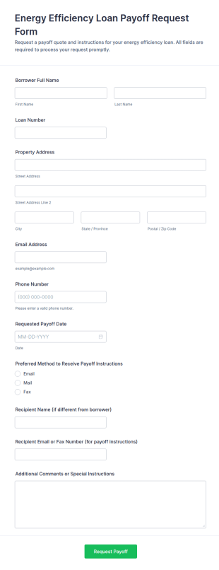 Energy Efficiency Loan Payoff Request Form Template
