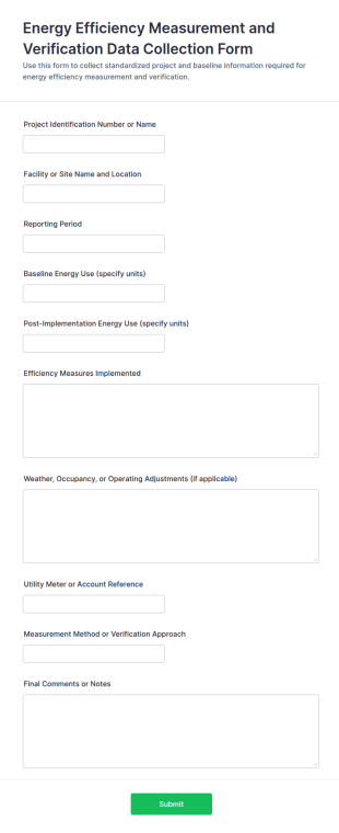 Energy Efficiency Measurement And Verification Data Collection Form Template