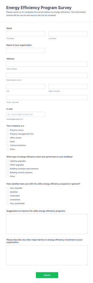 Energy Efficiency Program Survey Form Template