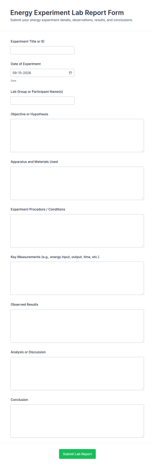 Energy Experiment Lab Report Form Template