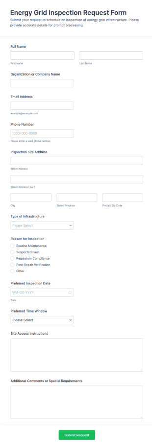 Energy Grid Inspection Request Form Template