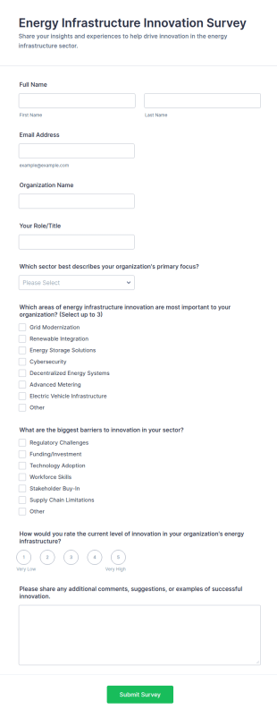 Energy Infrastructure Innovation Survey Form Template