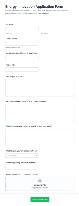 Energy Innovation Application Form Template