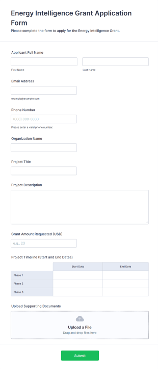 Energy Intelligence Grant Application Form Template