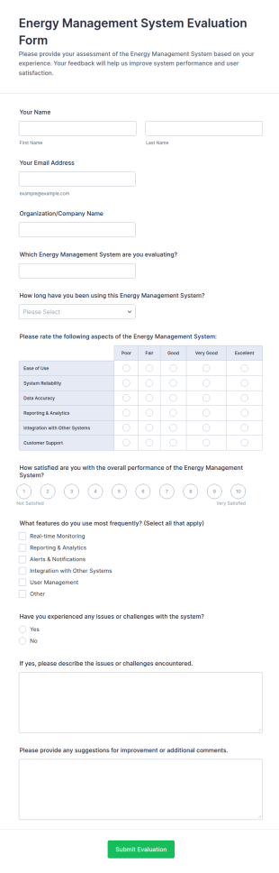 Energy Management System Evaluation Form Template