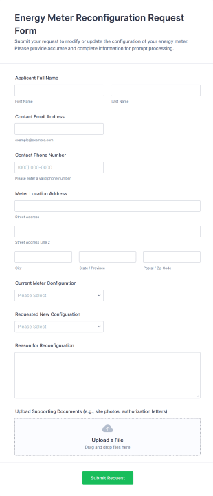 Energy Meter Reconfiguration Request Form Template