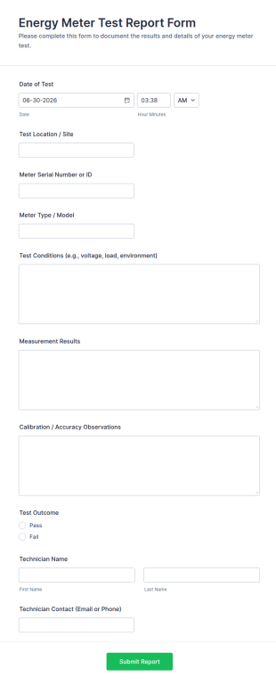 Energy Meter Test Report Form Template