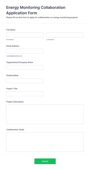 Energy Monitoring Collaboration Application Form Template