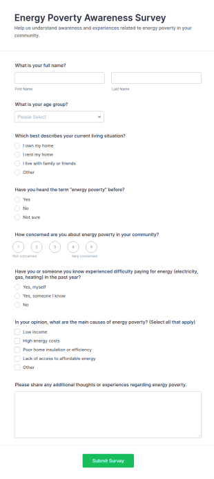 Energy Poverty Awareness Survey Form Template