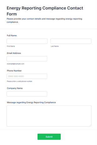 Energy Reporting Compliance Contact Form Template