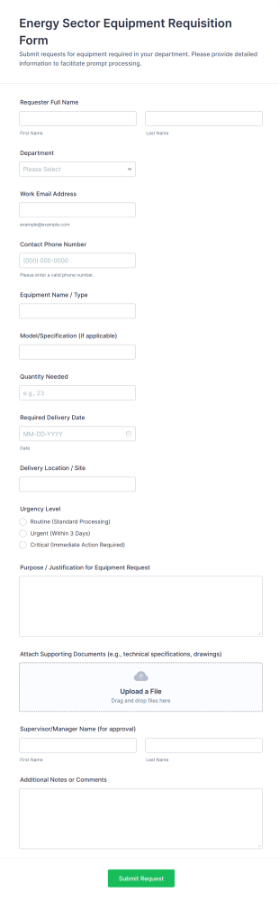 Energy Sector Equipment Requisition Form Template