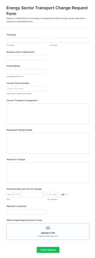 Energy Sector Transport Change Request Form Template