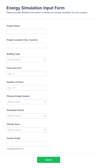 Energy Simulation Input Form Template