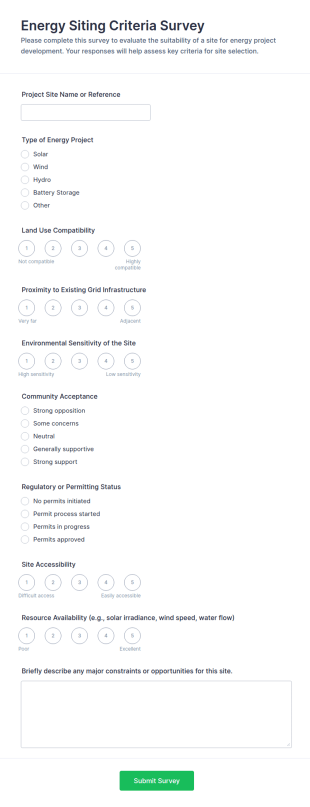 Energy Siting Criteria Survey Form Template