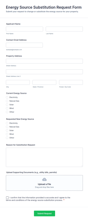Energy Source Substitution Request Form Template