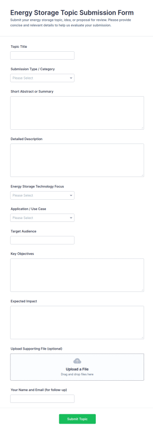 Energy Storage Topic Submission Form Template